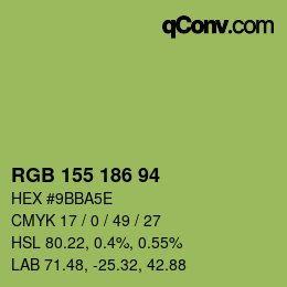 Color code: RGB 155 186 94 | qconv.com