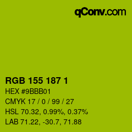 カラーコード: RGB 155 187 1 | qconv.com