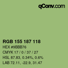 カラーコード: RGB 155 187 118 | qconv.com