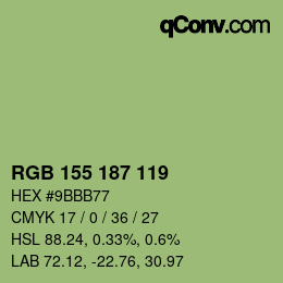 颜色代码: RGB 155 187 119 | qconv.com