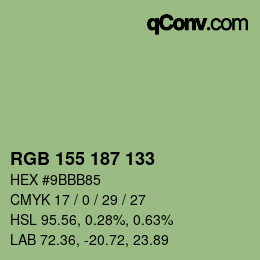 Color code: RGB 155 187 133 | qconv.com