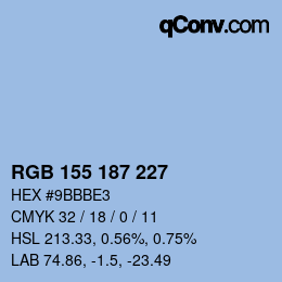 カラーコード: RGB 155 187 227 | qconv.com