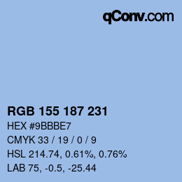Color code: RGB 155 187 231 | qconv.com