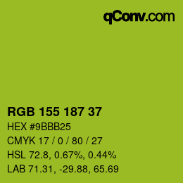 Color code: RGB 155 187 37 | qconv.com