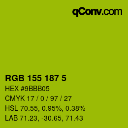 Color code: RGB 155 187 5 | qconv.com