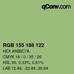 Color code: RGB 155 188 122 | qconv.com