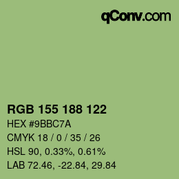 Color code: RGB 155 188 122 | qconv.com