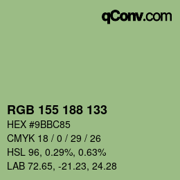 カラーコード: RGB 155 188 133 | qconv.com