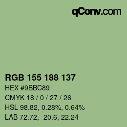カラーコード: RGB 155 188 137 | qconv.com