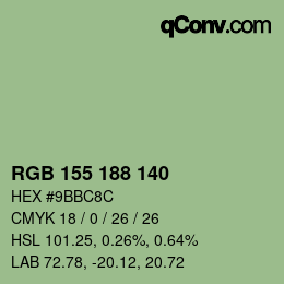 Color code: RGB 155 188 140 | qconv.com