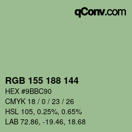 颜色代码: RGB 155 188 144 | qconv.com