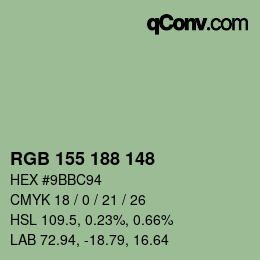 Color code: RGB 155 188 148 | qconv.com