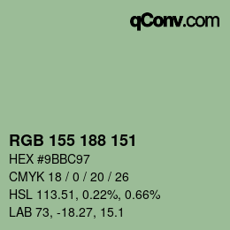 Color code: RGB 155 188 151 | qconv.com