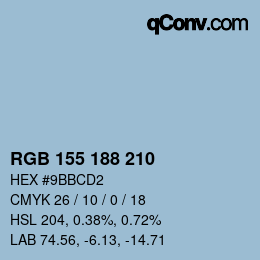 Color code: RGB 155 188 210 | qconv.com