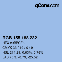 カラーコード: RGB 155 188 232 | qconv.com