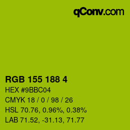 カラーコード: RGB 155 188 4 | qconv.com