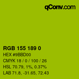 颜色代码: RGB 155 189 0 | qconv.com