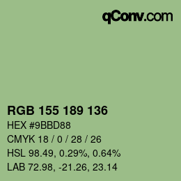 カラーコード: RGB 155 189 136 | qconv.com