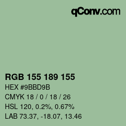 颜色代码: RGB 155 189 155 | qconv.com