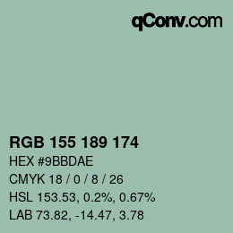 カラーコード: RGB 155 189 174 | qconv.com