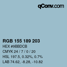 颜色代码: RGB 155 189 203 | qconv.com