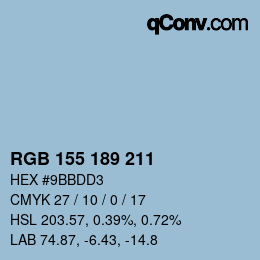 カラーコード: RGB 155 189 211 | qconv.com