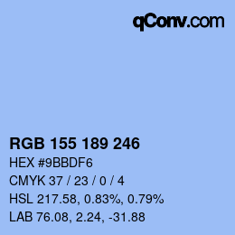 Color code: RGB 155 189 246 | qconv.com