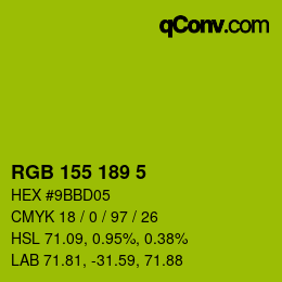 颜色代码: RGB 155 189 5 | qconv.com