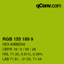 Color code: RGB 155 189 9 | qconv.com