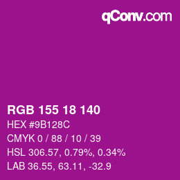 Color code: RGB 155 18 140 | qconv.com