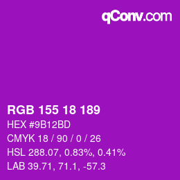 Color code: RGB 155 18 189 | qconv.com