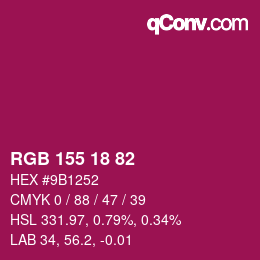 Color code: RGB 155 18 82 | qconv.com