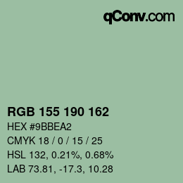 カラーコード: RGB 155 190 162 | qconv.com