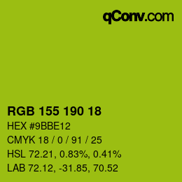 Color code: RGB 155 190 18 | qconv.com