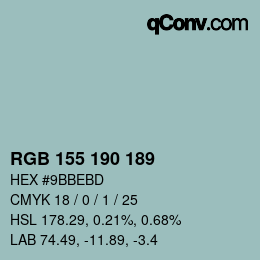 颜色代码: RGB 155 190 189 | qconv.com