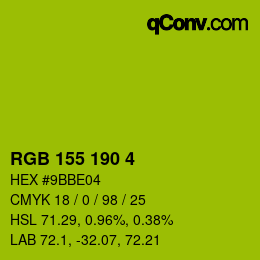 颜色代码: RGB 155 190 4 | qconv.com