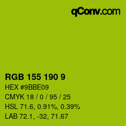 颜色代码: RGB 155 190 9 | qconv.com