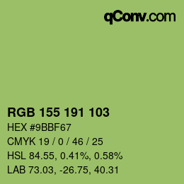 Color code: RGB 155 191 103 | qconv.com