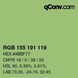 カラーコード: RGB 155 191 119 | qconv.com
