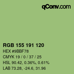 カラーコード: RGB 155 191 120 | qconv.com