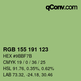 Color code: RGB 155 191 123 | qconv.com