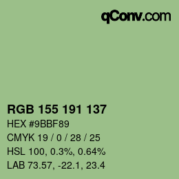颜色代码: RGB 155 191 137 | qconv.com