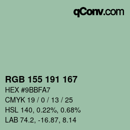 Color code: RGB 155 191 167 | qconv.com