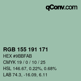 カラーコード: RGB 155 191 171 | qconv.com