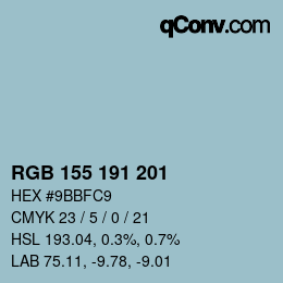 カラーコード: RGB 155 191 201 | qconv.com