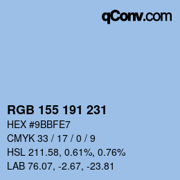 カラーコード: RGB 155 191 231 | qconv.com