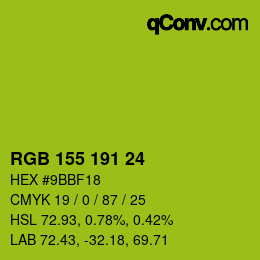 颜色代码: RGB 155 191 24 | qconv.com