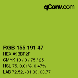 Color code: RGB 155 191 47 | qconv.com