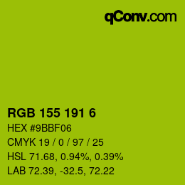 Color code: RGB 155 191 6 | qconv.com