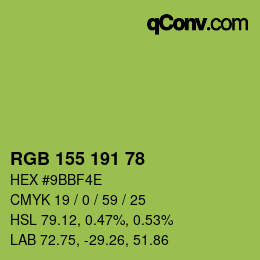 カラーコード: RGB 155 191 78 | qconv.com